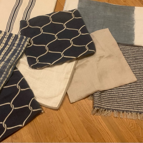 Two 18 x 18 pillow covers, navy and white scroll, great condition. - Picture 5 of 6